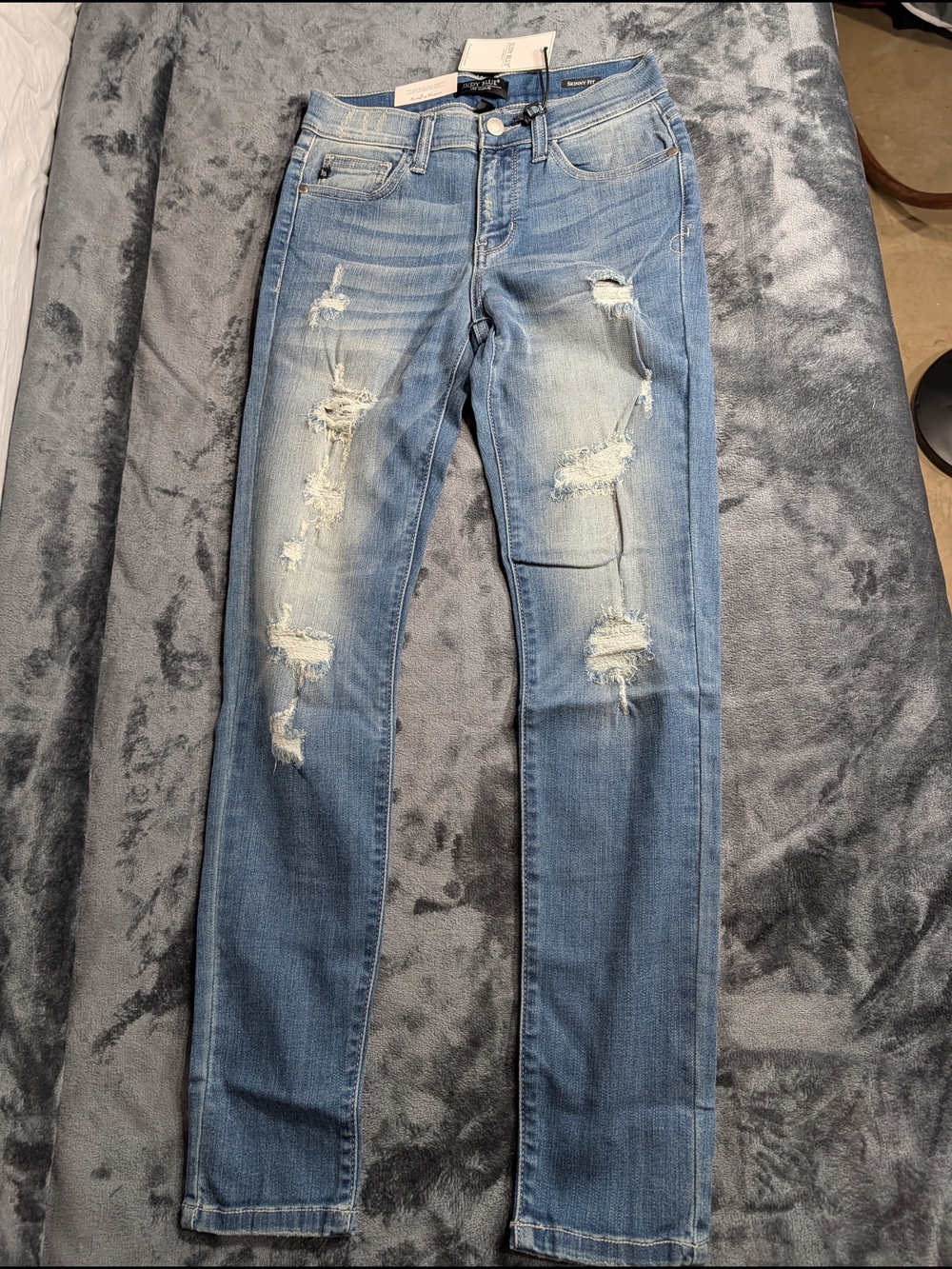 Judy Blue Light Blue Distressed Skinny Jeans